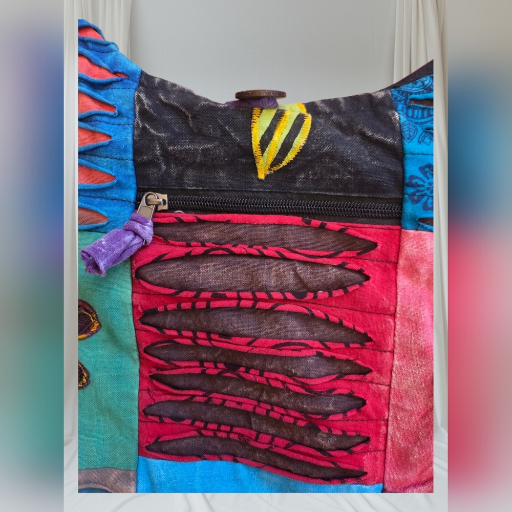 Boho Patchwork Sling Bag / Hippie Crossbody - Picture 3 of 6